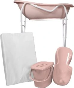 MamaLoes Licht Roze Badset Incl. Witte Badstandaard