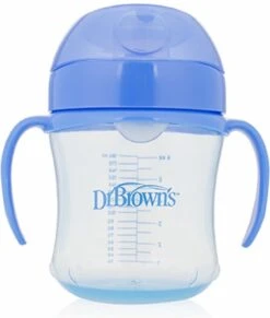 Dr. Brown's Oefen Drinkbeker - Met Zachte Tuit - Vanaf 6 Maanden -180 Ml - Blauw