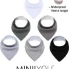 MINIIYOU - Set 6 Stuks Bandana Slabbetjes - Effen Grijs Wit - Waterproof – Jongens Meisjes - Puntslabbetjes - Katoen + Fleece -Winkel Voor Babyproducten 1024x1200