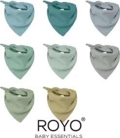 Set Van 8 Stuks Blauw/groen Slabbetjes - 100% Organisch Katoen - Bandana Slab - Hydrofiel - Slabber - Kwijl Slabbetjes - Slabbertjes Baby- Kraamcadeau Meisje - Jongen