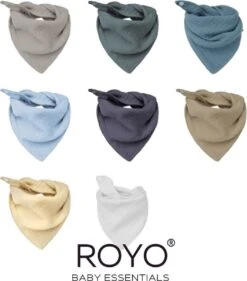 Set Van 8 Blauw/grijs Slabbetjes - 100% Organisch Katoen - Bandana Slab - Hydrofiel - Slabber - Kwijl Slabbetjes - Slabbertjes Baby - Kraamcadeau Jongen