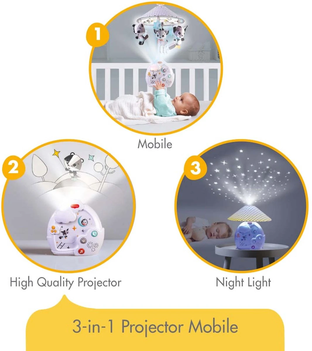 Tiny Love Magical Night 3-in-1 Muziekmobiel Met Projector - Magical Tales - Zwart/Wit 4 Tiny Love Magical Night 3-in-1 Muziekmobiel Met Projector - Magical Tales - Zwart/Wit - Afbeelding 2