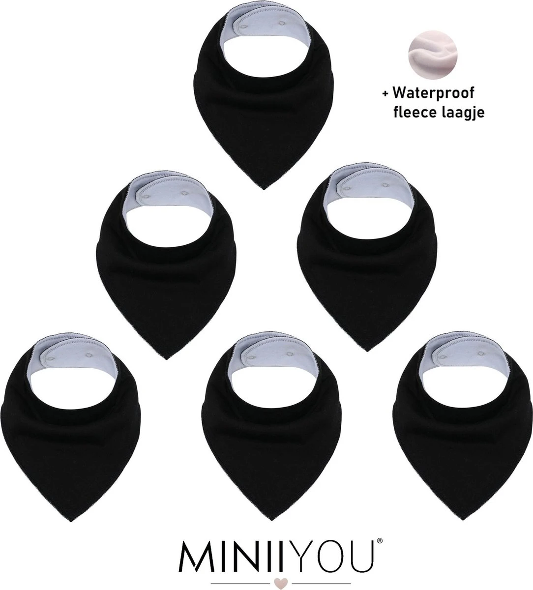 6 Stuks - Bandana Slabbetjes - Effen Zwart - Kwijlslabbetjes Met Fleece 3 6 Stuks - Bandana Slabbetjes - Effen Zwart - Kwijlslabbetjes Met Fleece