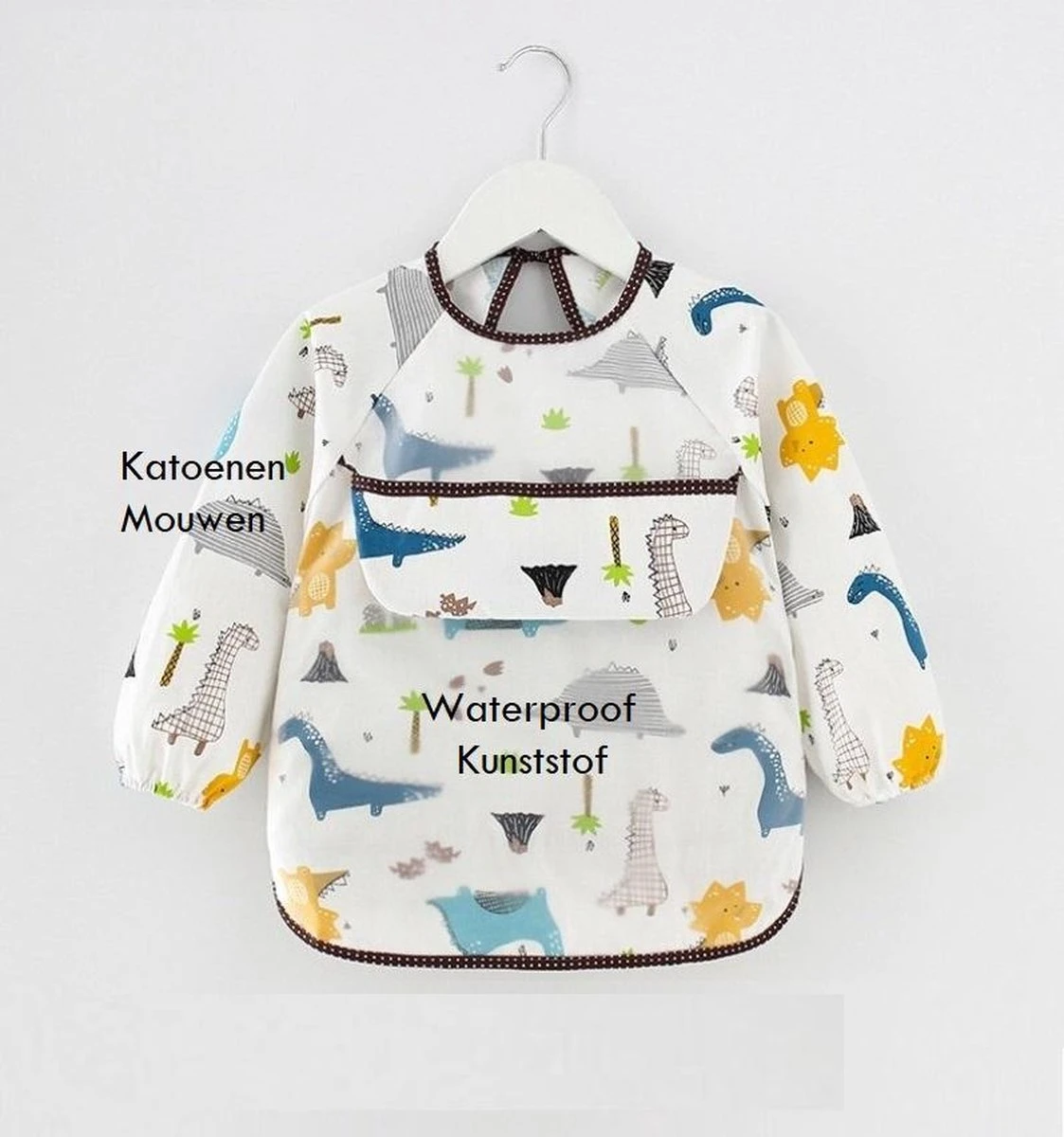 Slabbetjes Duo Pack - Dinosaurus - Auto's - Met Lange Mouwen En Opvangbakje (1-3 Jaar) 4 Slabbetjes Duo Pack - Dinosaurus - Auto's - Met Lange Mouwen En Opvangbakje (1-3 Jaar) - Afbeelding 2