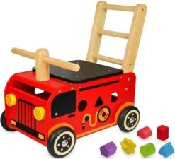 Houten Loopwagen Brandweer Met Blokken - I'm Toy -Winkel Voor Babyproducten 1200x1095