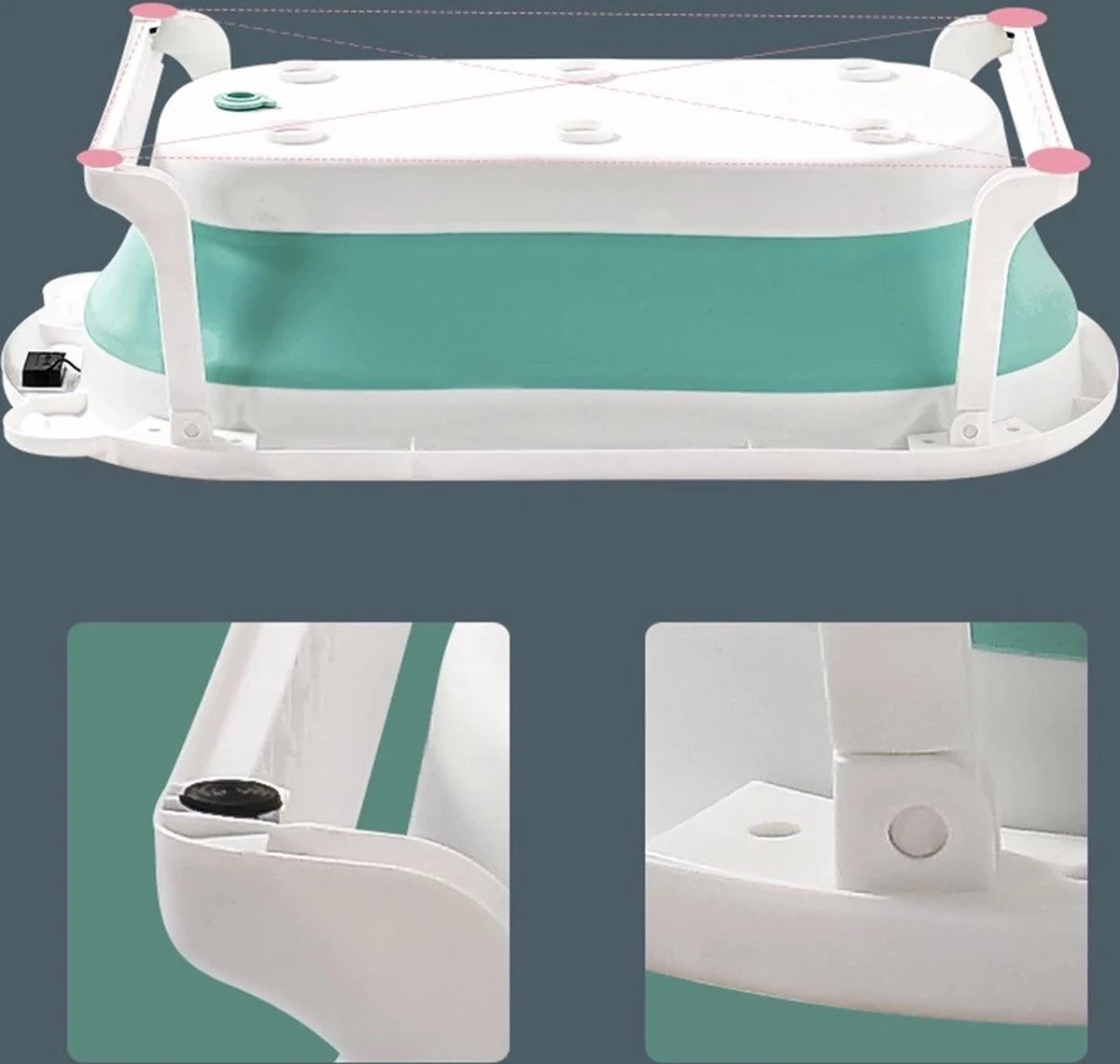 Babybadje - Laychee - Gratis Kussen - 4 In 1 - Peuterbadje - Opvouwbaar - Thermometer - Lichtgewicht - Inklapbaar - Blauw 5 Babybadje - Laychee - Gratis Kussen - 4 In 1 - Peuterbadje - Opvouwbaar - Thermometer - Lichtgewicht - Inklapbaar - Blauw - Afbeelding 3