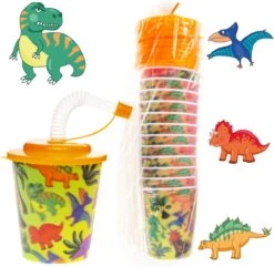 Merkloos Decopatent® 12 STUKS DINOSAURUS 3D Drink Beker Met Rietje En Deksel - 250ML - Dino Plastic Bekers - Kinderfeestje - Kinderverjaardag Bekertjes - Traktatie - Uitdeelcadeaus -Winkel Voor Babyproducten 1200x1170 5