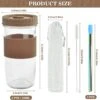 Merkloos Set Van 2 Bubble Tea Bekers 750 Ml Drinkglazen Met Spatwaterdicht Deksel En Rietje, Reinigingsborstel, Herbruikbare Mason Jars, Cocktailglas, Mok Voor Dranken, Milkshakes, Sappen -Winkel Voor Babyproducten 1200x1185 3