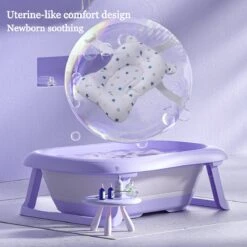 Baby Badje Opvouwbaar - 3 In 1 Opvouwbaar - Opbergmand - Inclusief Badkussen - Babybadje - Peuterbadje 83 × 48 × 23,5 Cm - Purper -Winkel Voor Babyproducten 1200x1200 331