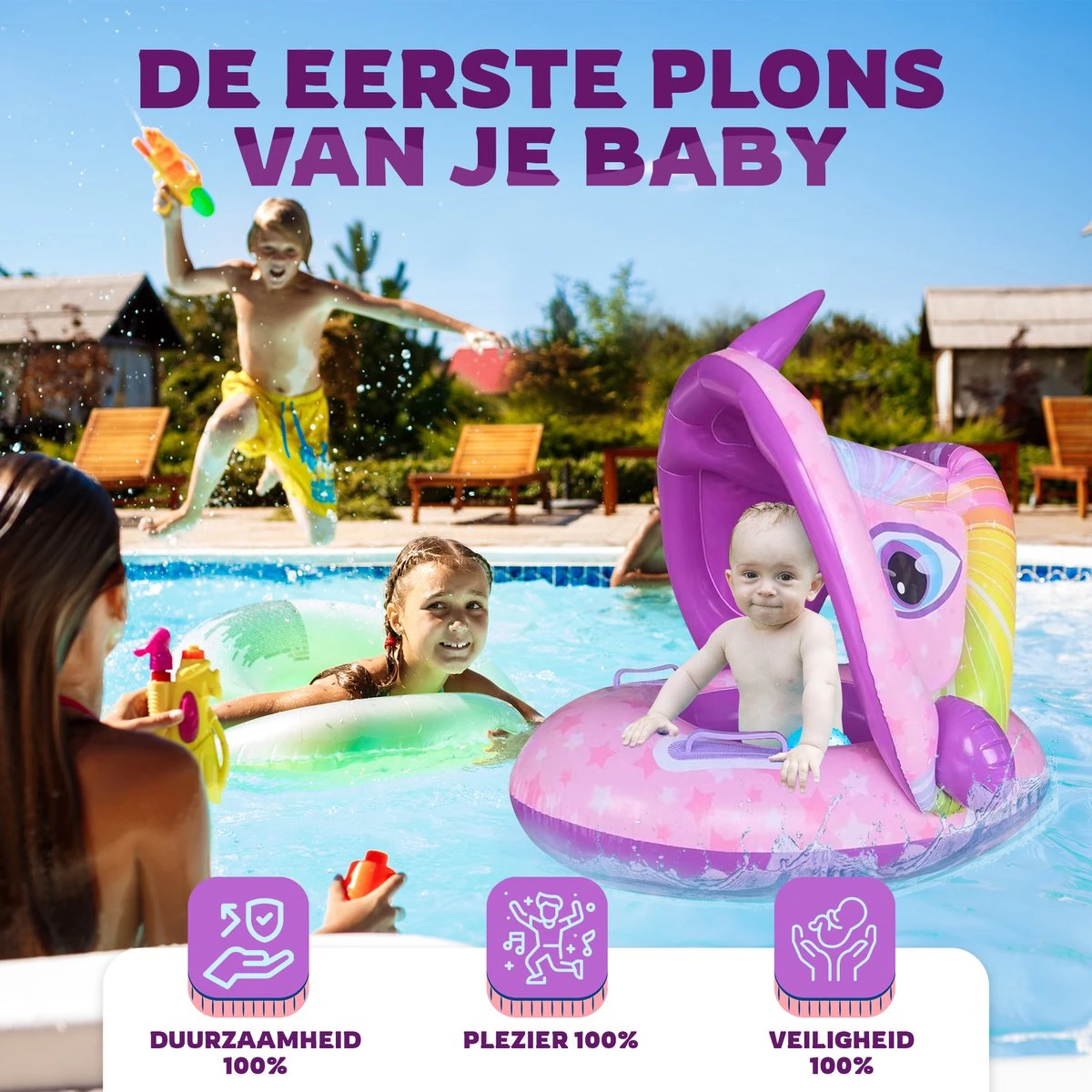 Eenhoorn - Kinderzwembad – Peuter Zwembad – Baby Zwembadje – Baby Zwembad Met Zonnescherm – Opblaasbaar – Vanaf 1 Jaar 4 Eenhoorn - Kinderzwembad – Peuter Zwembad – Baby Zwembadje – Baby Zwembad Met Zonnescherm – Opblaasbaar – Vanaf 1 Jaar - Afbeelding 2