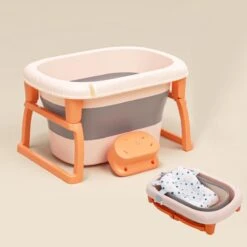 FOXSPORT Babybadje - Inklapbaar Bad - Bad Baby - Zitbad - Bath Bucket - Opvouwbaar Bad Kinderen - Baby Badje - Opvouwbaar Bad Baby - Opvouwbaar Bad - Baby Badkussen - Oranje -Winkel Voor Babyproducten 1200x1200 374