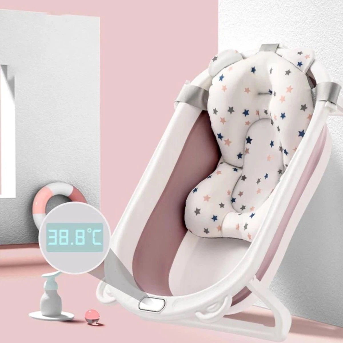 Babybadje - Laychee - Gratis Kussen - 4 In 1 - Peuterbadje - Opvouwbaar - Thermometer - Lichtgewicht - Inklapbaar - Blauw 3 Babybadje - Laychee - Gratis Kussen - 4 In 1 - Peuterbadje - Opvouwbaar - Thermometer - Lichtgewicht - Inklapbaar - Blauw