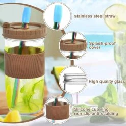 Merkloos Set Van 2 Bubble Tea Bekers 750 Ml Drinkglazen Met Spatwaterdicht Deksel En Rietje, Reinigingsborstel, Herbruikbare Mason Jars, Cocktailglas, Mok Voor Dranken, Milkshakes, Sappen -Winkel Voor Babyproducten 1200x1200 526