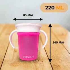 Deryan Luxe Quuby Drinkbeker 360 Trainer - Oefenbeker - Antilekbeker - 2 Stuks - Grijs / Roze -Winkel Voor Babyproducten 1200x1200 569