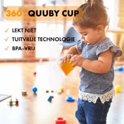 Deryan Luxe Quuby Drinkbeker 360 Trainer - Oefenbeker - Antilekbeker - 2 Stuks - Grijs / Roze -Winkel Voor Babyproducten 1200x1200 571