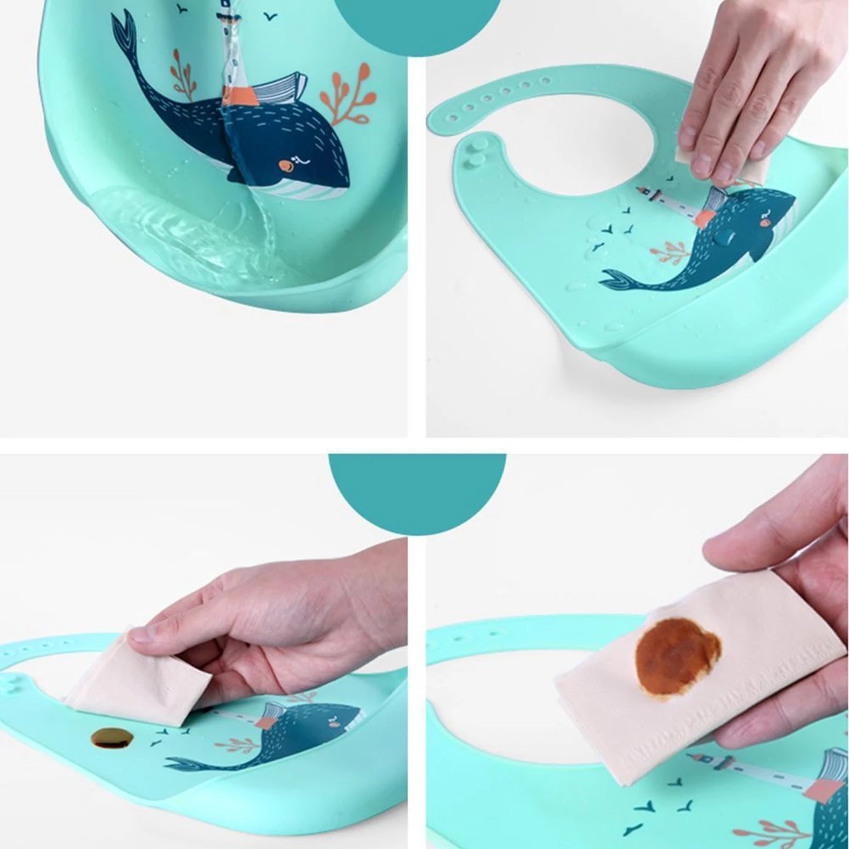 Telano® Slabbetje Met Opvangbakje Walvis - Siliconen Slabber Baby Peuter - Verstelbaar En Waterproof - Kraamcadeau 5 Telano® Slabbetje Met Opvangbakje Walvis - Siliconen Slabber Baby Peuter - Verstelbaar En Waterproof - Kraamcadeau - Afbeelding 3