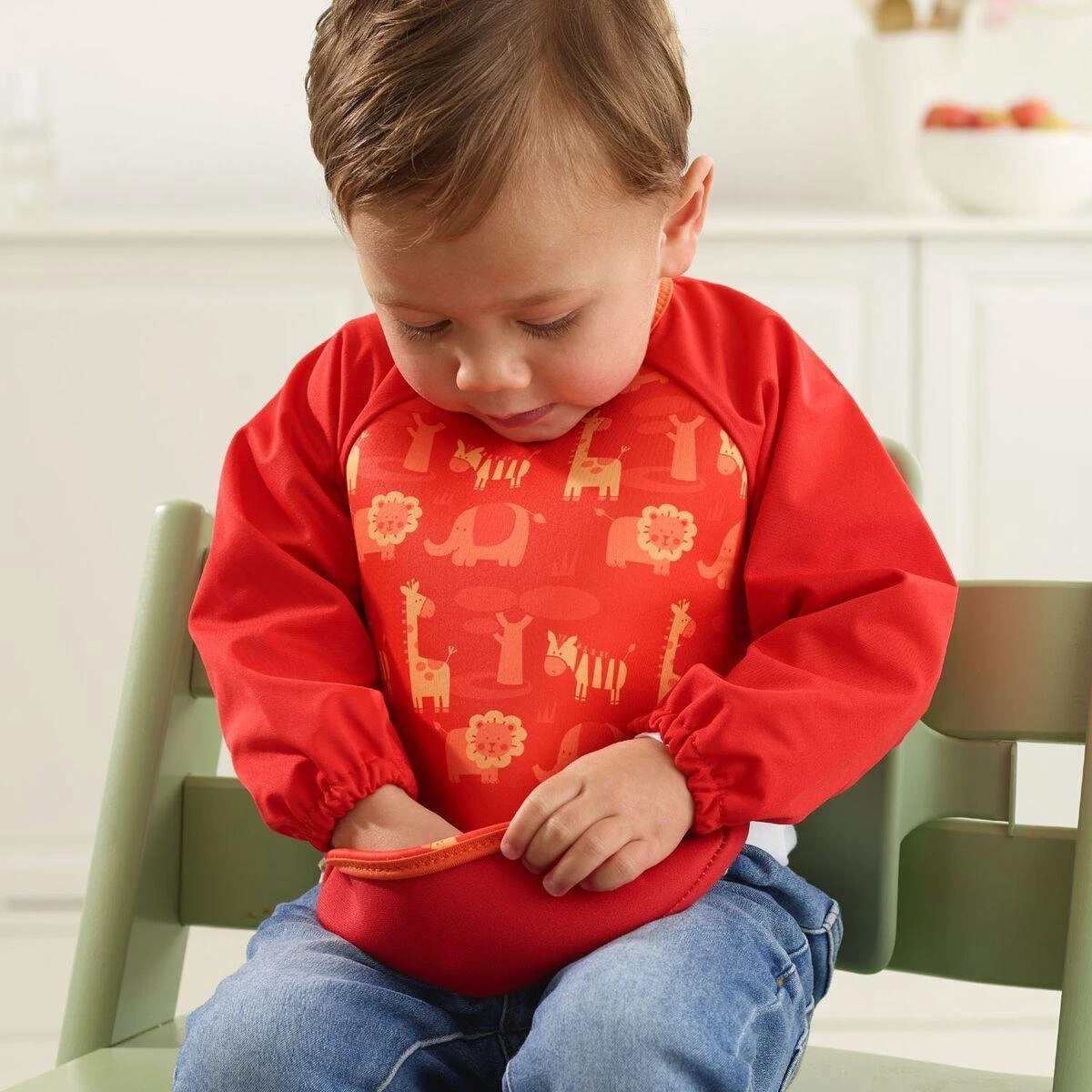 Bibetta Neopreen Slab - Met Mouwen - Terracotta - Safari Met Print 4 Bibetta Neopreen Slab - Met Mouwen - Terracotta - Safari Met Print - Afbeelding 2