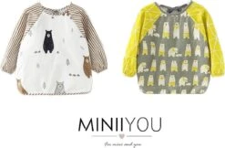 Merkloos Duo Pack - Slabbetje Met Lange Mouwen - 1-3 Jaar - Slab Beer - Wasbaar - Kliederschort - Verfschort