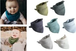 7 Stuks Hydrofiele Bandana Slabbetjes - Blauw - Groen - Wit - Grijs -Winkel Voor Babyproducten 1200x802 4