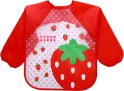 Merkloos 3 Stuks - Baby Slabbetjes Met Mouwen - Aardbei Vogel Bloemetjes - Waterproof -Winkel Voor Babyproducten 1200x886