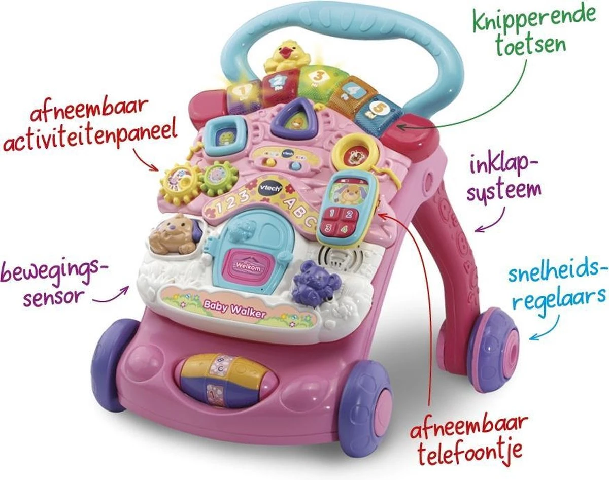 VTech 2 In 1 Baby Walker - Educatief Babyspeelgoed - Roze - 9 Tot 36 Maanden 8 VTech 2 In 1 Baby Walker - Educatief Babyspeelgoed - Roze - 9 Tot 36 Maanden - Afbeelding 6