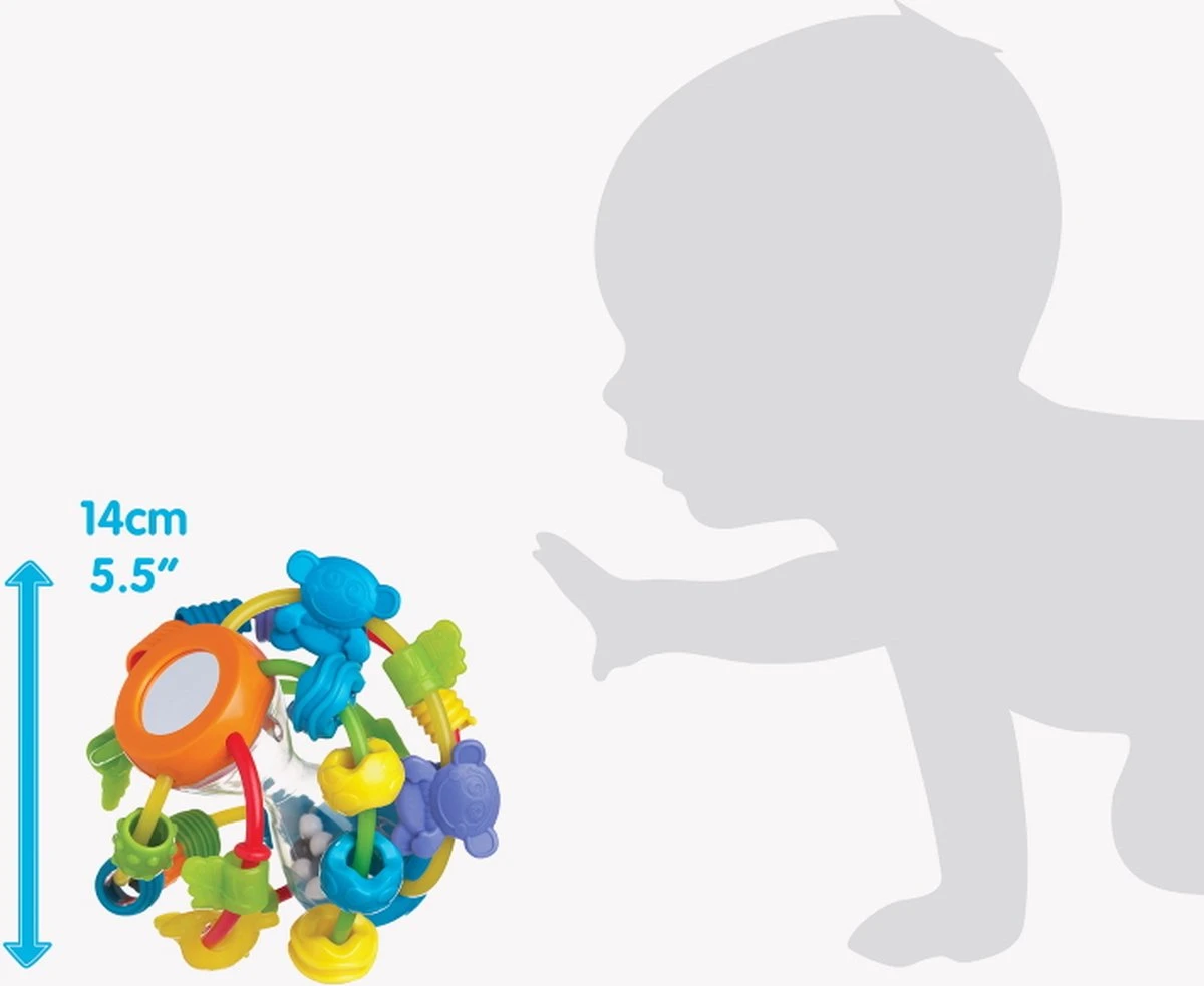 Playgro Speel En Leerbal - Grijp- En Bijtspeelgoed - Klikklak Geluiden - Spiegeltje - Kralen - Cilinder Met Rattelende Ballen 5 Playgro Speel En Leerbal - Grijp- En Bijtspeelgoed - Klikklak Geluiden - Spiegeltje - Kralen - Cilinder Met Rattelende Ballen - Afbeelding 3