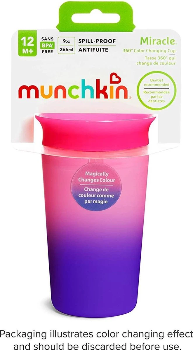 Munchkin Miracle 360 Colour Changing Sippy Cup Pink 9 Munchkin Miracle 360 Colour Changing Sippy Cup Pink - Afbeelding 7