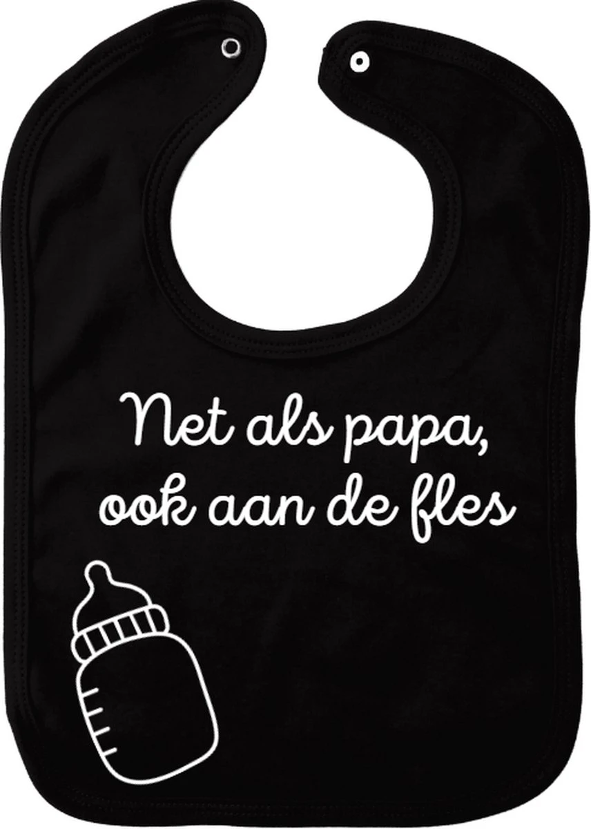 Net Als Papa Ook Aan De Fles Slabbetje - Zwart - Kraamcadeau - Babyshower Cadeau - Kerst - Gender Reveal - Sinterklaas - Zwanger - Geboorte - Slabber Met Drukknop 3 Net Als Papa Ook Aan De Fles Slabbetje - Zwart - Kraamcadeau - Babyshower Cadeau - Kerst - Gender Reveal - Sinterklaas - Zwanger - Geboorte - Slabber Met Drukknop