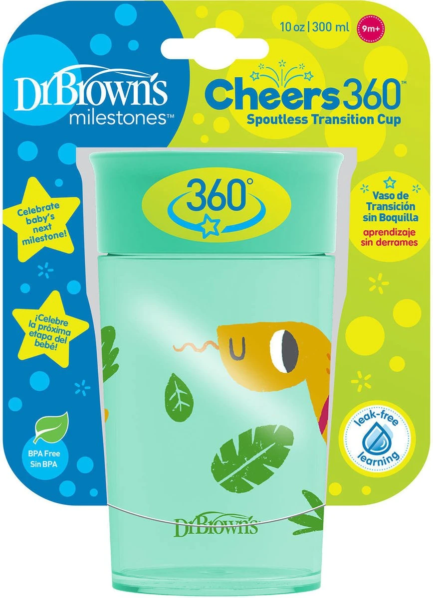Dr. Brown's Dr Brown's - Cheers 360° Drinkbeker - 9+ Maanden - Groen - 300ml 4 Dr. Brown's Dr Brown's - Cheers 360° Drinkbeker - 9+ Maanden - Groen - 300ml - Afbeelding 2
