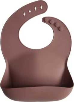 Mushie Siliconen Baby Slabber Met Opvangbakje - Woodchuck