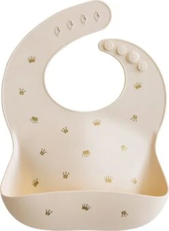 Mushie & Co Siliconen Slabbetje Met Opvangbakje - Kroontjes