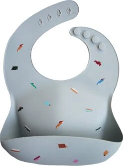 Mushie Siliconen Baby Slabbetje Met Opvangbakje | Retro Cars | BPA Ftalaatvrij| Afwasbaar