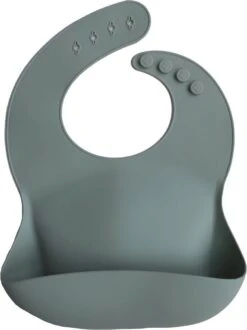 Mushie Siliconen Baby Slabbetje Met Opvangbakje |Cambridge Blue | BPA Ftalaatvrij| Afwasbaar