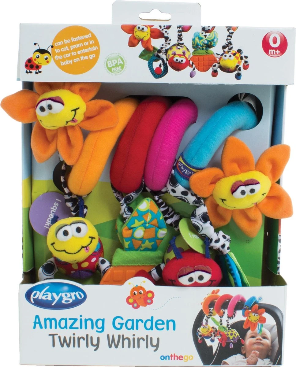 Playgro Boxspiraal Amazing Garden Twirly Whirly - Kinderwagen Speeltje - Activiteitenspiraal 4 Playgro Boxspiraal Amazing Garden Twirly Whirly - Kinderwagen Speeltje - Activiteitenspiraal - Afbeelding 2